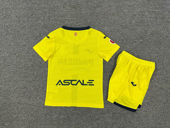 with LALIGA Patch Youth Uniform Kids Kit 2025-2026 Villarreal Home Soccer Jersey Shorts Child Football Set