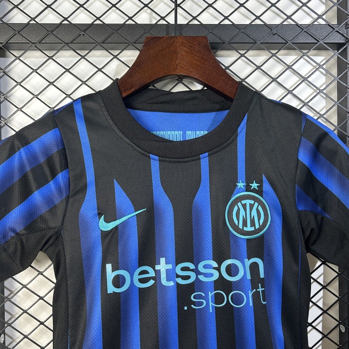 Youth Uniform Kids Kit 2025-2026 Inter Milan Home Soccer Jersey Shorts Child Football Set