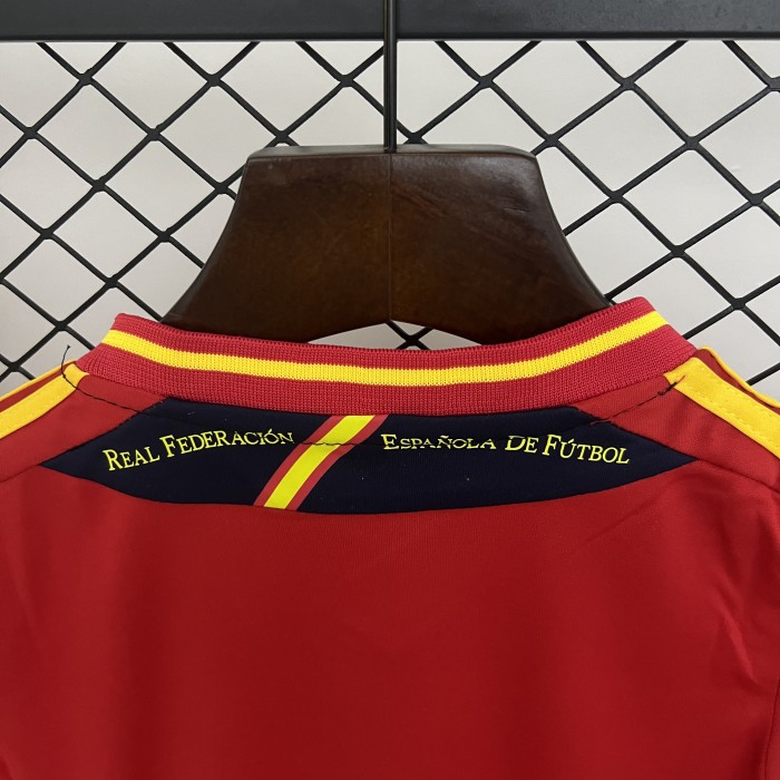 Retro Youth Uniform Kids Kit 2012 Spain Home Soccer Jersey Shorts Child Football Set
