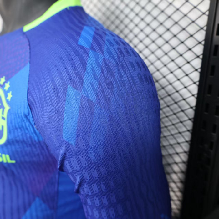 Long Sleeve Player Version 2025 Brazil Away Blue Soccer Jersey Brasil Football Shirt