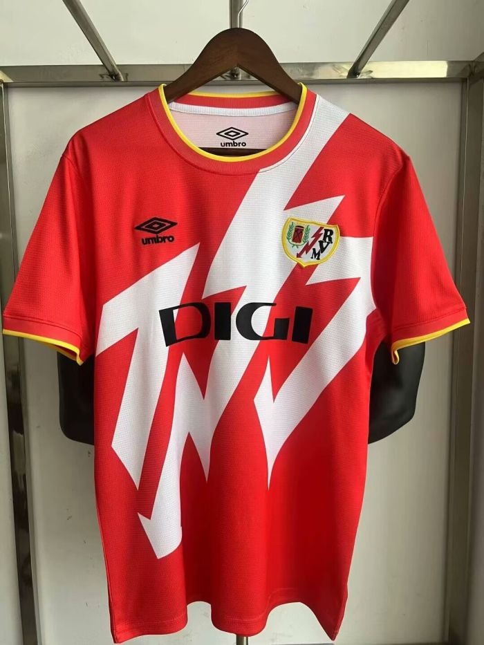Fans Version 2025-2026 Rayo Vallecano Away Red Soccer Jersey Football Shirt