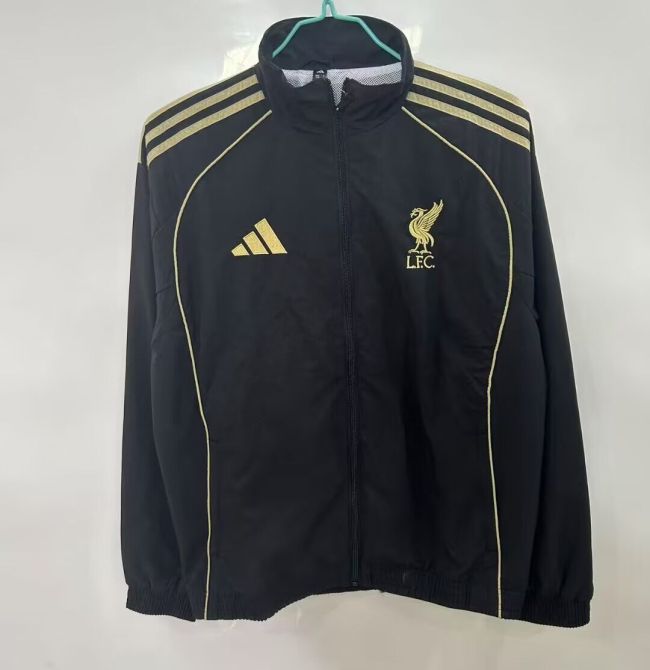 2025-2026 Liverpool Black/Gold Soccer Windbreaker Jacket Football Jacket