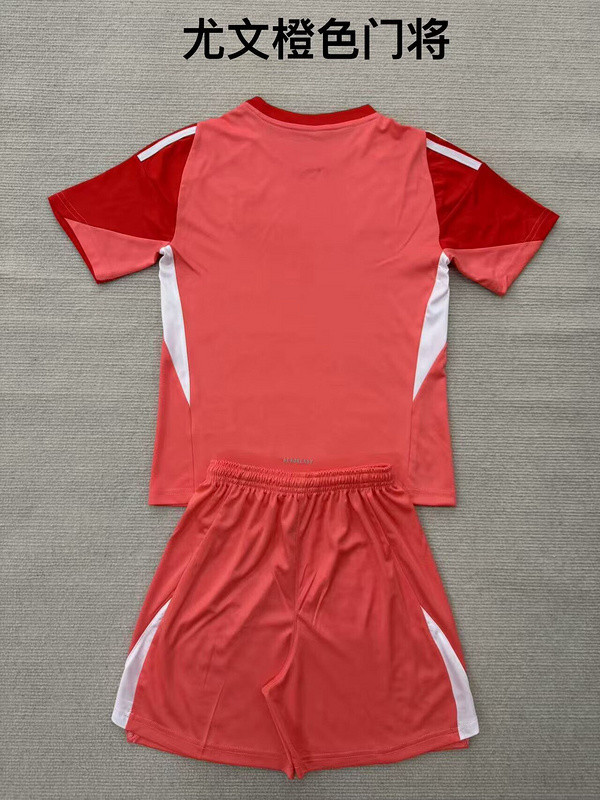 Youth Uniform Kids Kit 2025-2026 Juventus Red Goalkeeper Soccer Jersey Shorts Child Football Set