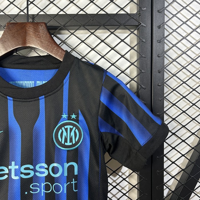 Youth Uniform Kids Kit 2025-2026 Inter Milan Home Soccer Jersey Shorts Child Football Set