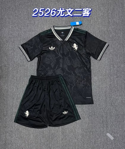Adult Uniform 2025-2026 Juventus Third Away Black Soccer Jersey Shorts Men's Football Set