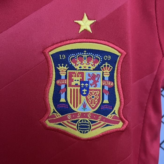 Retro Youth Uniform Kids Kit 2012 Spain Home Soccer Jersey Shorts Child Football Set