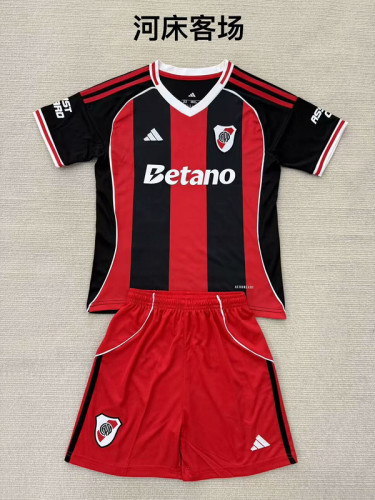 Youth Uniform Kids Kit 2025-2026 River Plate Away Soccer Jersey Shorts Child Football Set