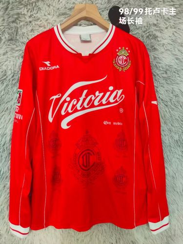 Long Sleeve Retro Jersey 1998-1999 Deportivo Toluca Home Soccer Jersey Vintage Football Shirt