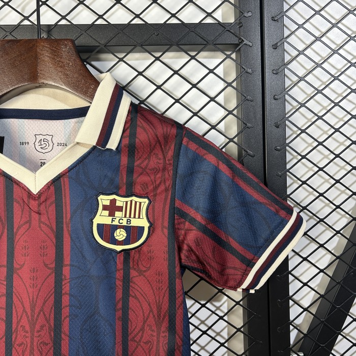Retro Model Youth Uniform Kids Kit 2025-2026 Barcelona 125th Anniversary Soccer Jersey Shorts Child Football Set