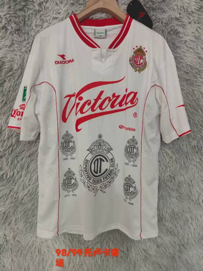Retro Jersey 1998-1999 Deportivo Toluca Away White Soccer Jersey Vintage Football Shirt
