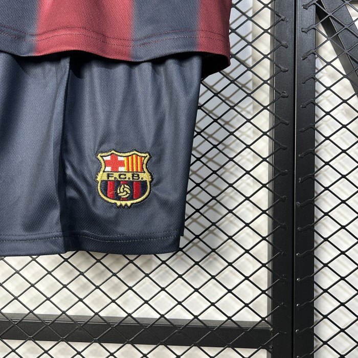 Travis Scott Youth Uniform Kids Kit 2025-2026 Barcelona 2 Soccer Jersey Shorts Child Football Set