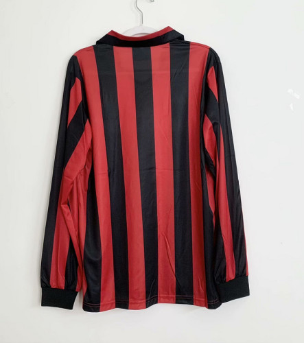 Long Sleeve Retro Jersey 1988-1989 AC Milan Home Soccer Jersey Vintage Football Shirt