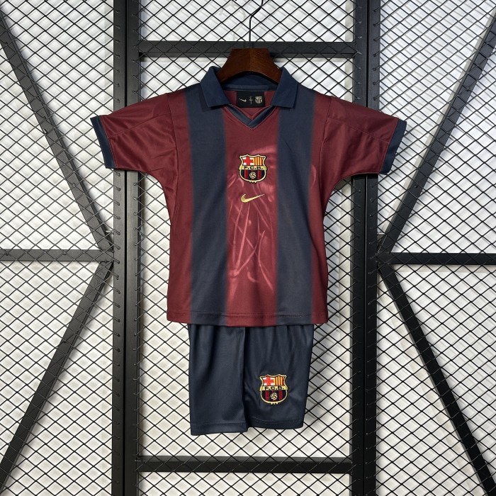 Travis Scott Youth Uniform Kids Kit 2025-2026 Barcelona 2 Soccer Jersey Shorts Child Football Set