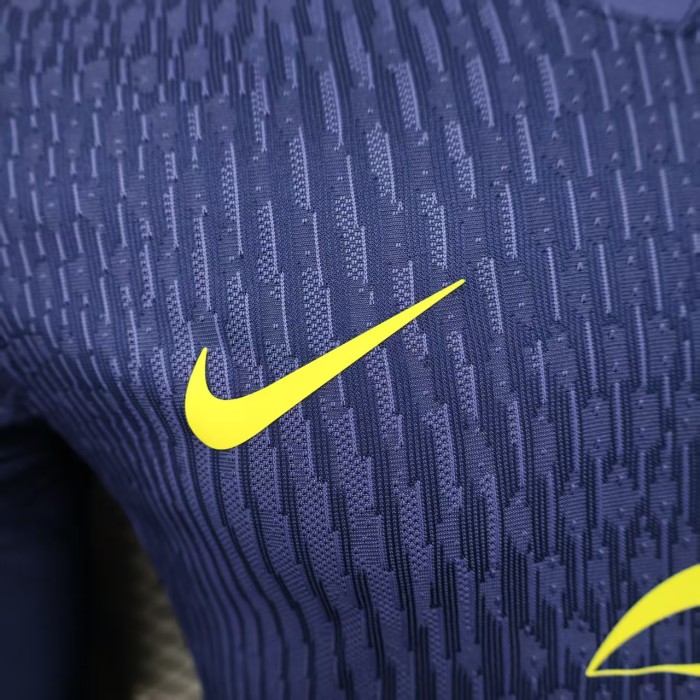 Long Sleeve Player Version 2025-2026 Atletico Madrid Away Blue Soccer Jersey Football Shirt