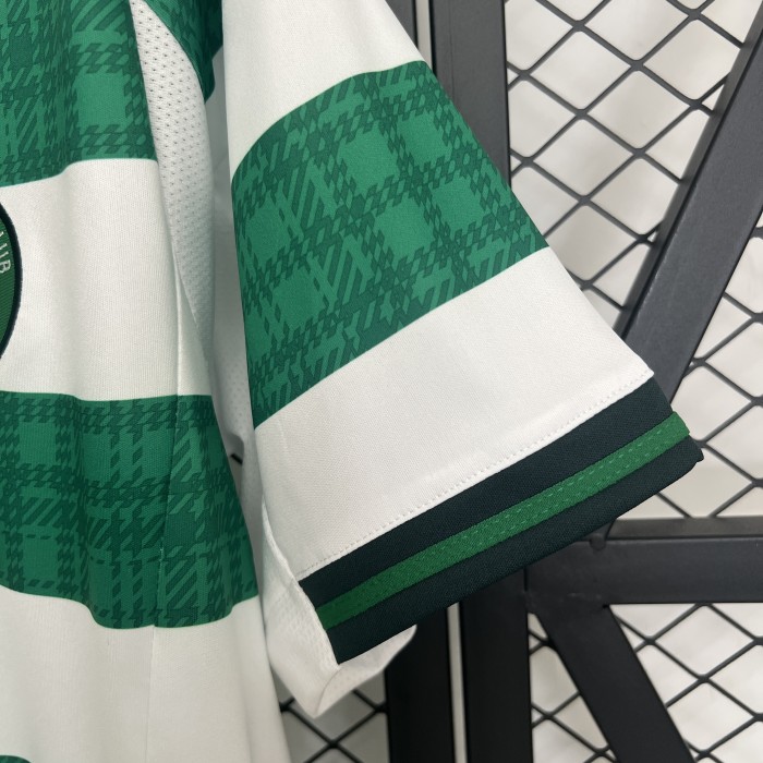 with Sponor Logo Fan Version 2025-2026 Celtic Home Soccer Jersey Football Shirt
