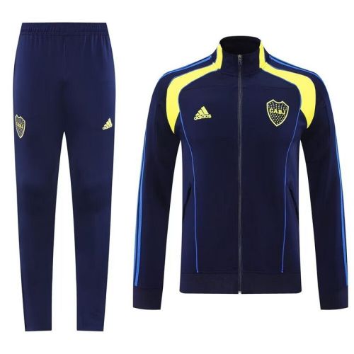 Adult 2025-2026 Boca Juniors Dark Blue/Yellow Soccer Jacket and Long pants
