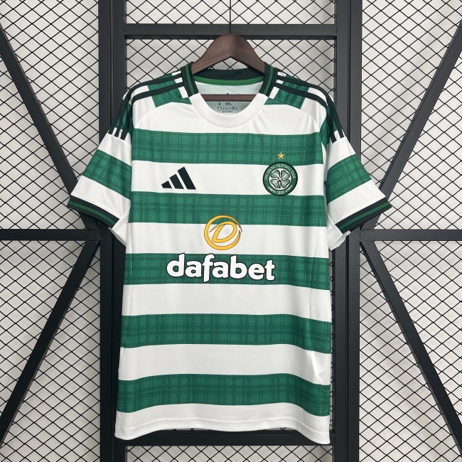 with Sponor Logo Fan Version 2025-2026 Celtic Home Soccer Jersey Football Shirt