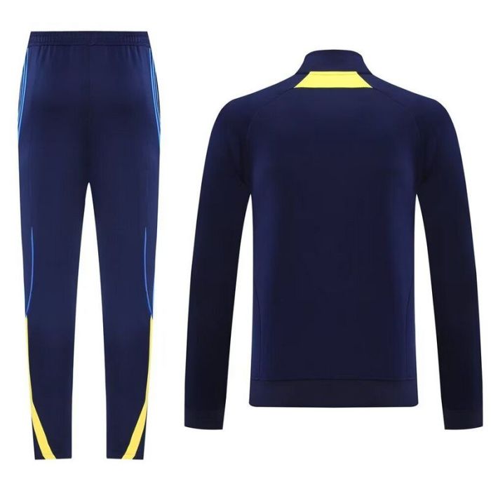 Adult 2025-2026 Boca Juniors Dark Blue/Yellow Soccer Jacket and Long pants