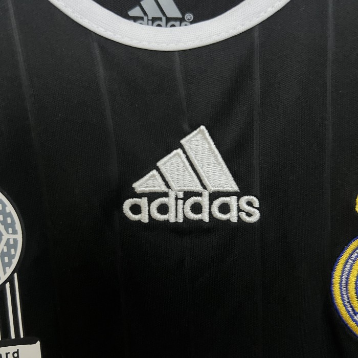 Retro Youth Uniform Kids Kit 2006-2007 Real Madrid Away Black Soccer Jersey Shorts Child Football Set