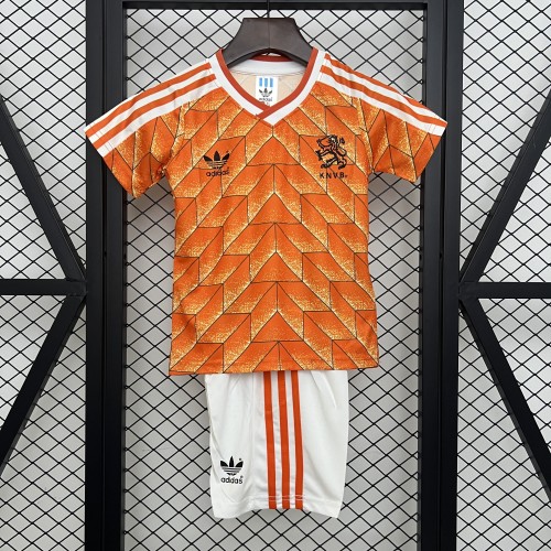 Retro Youth Uniform Kids Kit 1988 Netherlands Home Soccer Jersey Shorts Vintage Holland Child Football Set