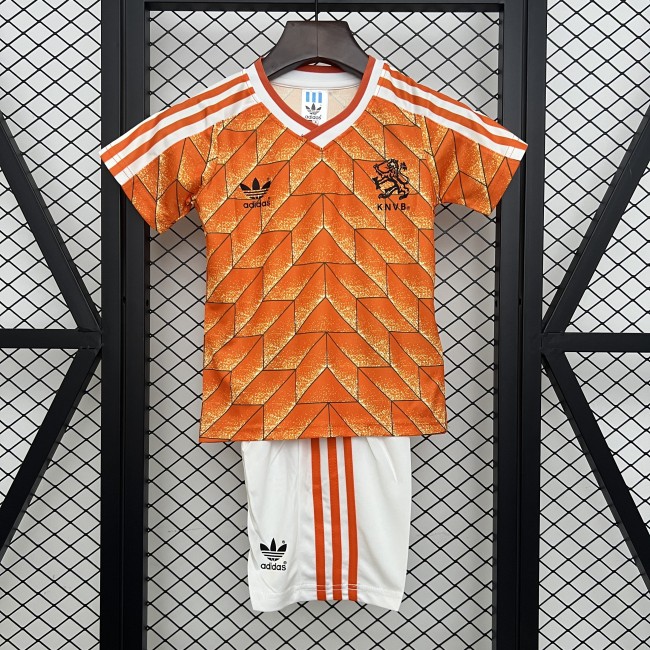 Retro Youth Uniform Kids Kit 1988 Netherlands Home Soccer Jersey Shorts Vintage Holland Child Football Set