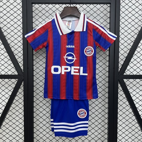 Retro Youth Uniform Kids Kit 1995-1997 Bayern Munich Home Soccer Jersey Shorts Vintage Child Football Set