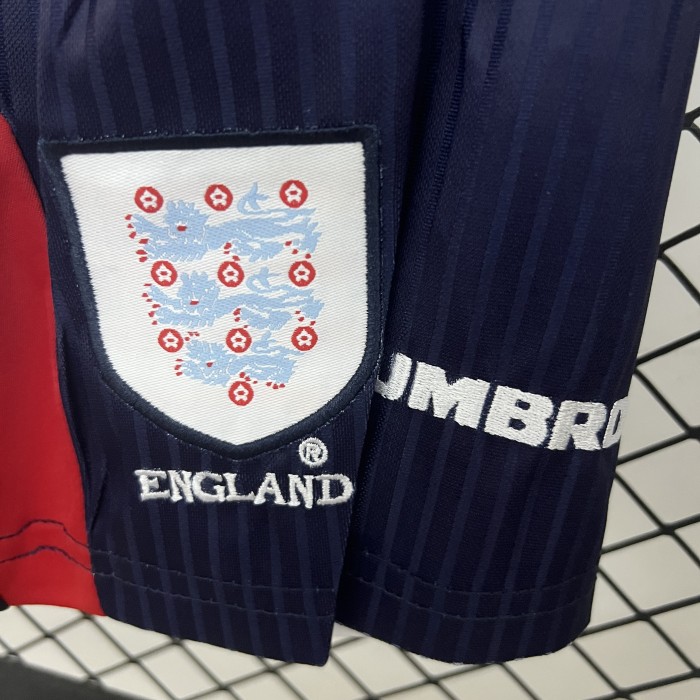 Adult Uniform Retro Jersey England 1998 Home White Soccer Jersey Shorts Vintage Football Kit