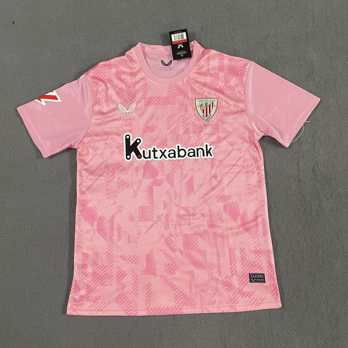 with Laliga Patch Fan Version 2025-2026 Athletic Bilbao Pink Goalkeeper Soccer Jersey Football Shirt