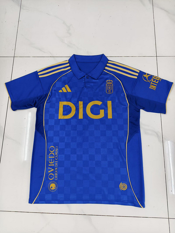 Fan Version 2025-2026 Real Oviedo Home Soccer Jersey Football Shirt