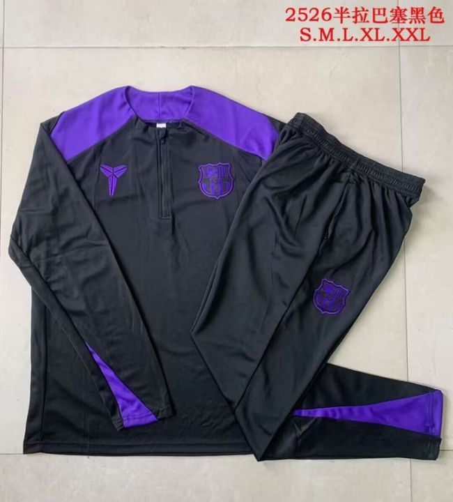 2025-2026 Barcelona Black/Purple Soccer Training Sweater and Pants Football Kit