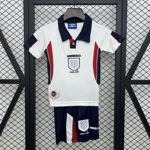 Adult Uniform Retro Jersey England 1998 Home White Soccer Jersey Shorts Vintage Football Kit