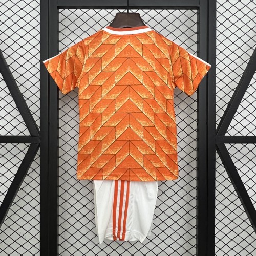 Retro Youth Uniform Kids Kit 1988 Netherlands Home Soccer Jersey Shorts Vintage Holland Child Football Set