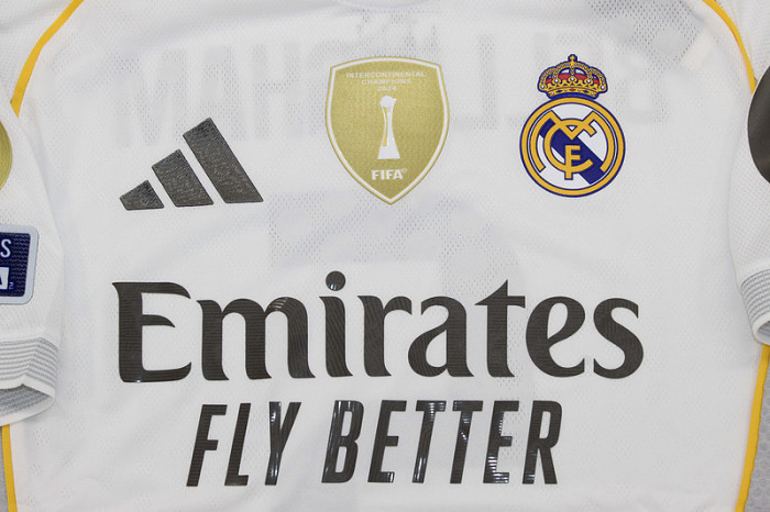 with Club World Cup Sleeve+Football Unites the World FIFA Badge & Intercontinental Cup Winners Badge Fans Version 2025-2026 Real Madrid Home Soccer Jersey Real Football Shirt