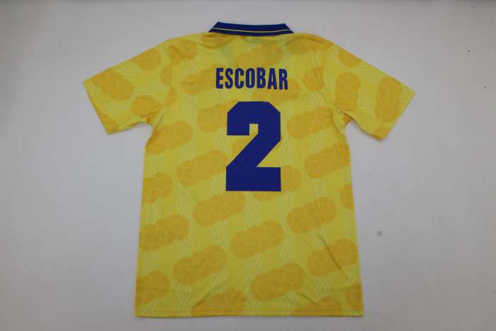 Retro Jersey 1994 Colombia ESCOBAR 2 Home Soccer Jersey Vintage Football Shirt