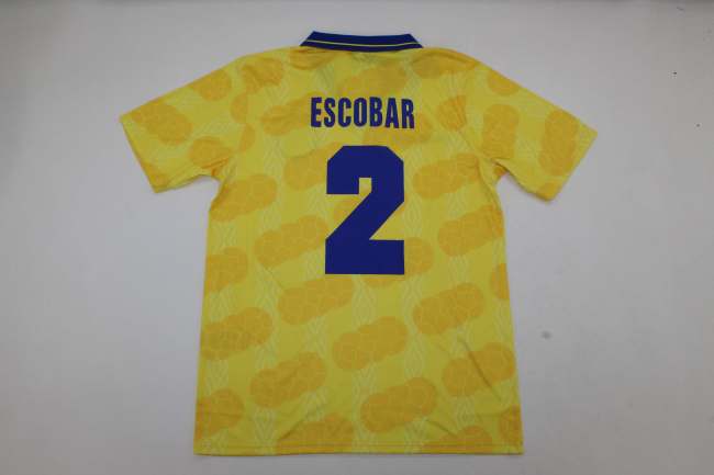 Retro Jersey 1994 Colombia ESCOBAR 2 Home Soccer Jersey Vintage Football Shirt
