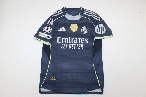 with Champions League Sleeve Badge & Intercontinental Cup Winners Badge Fans Version 2025-2026 Real Madrid Away Soccer Jersey Real Football Shirt