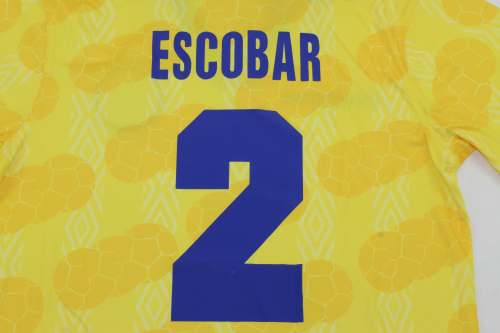 Retro Jersey 1994 Colombia ESCOBAR 2 Home Soccer Jersey Vintage Football Shirt