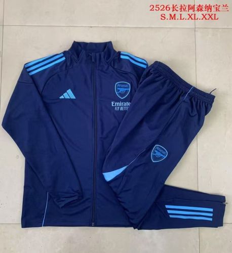 2025-2026 Arsenal Dark Blue Soccer Training Jacket and Pants Football Tracksuit