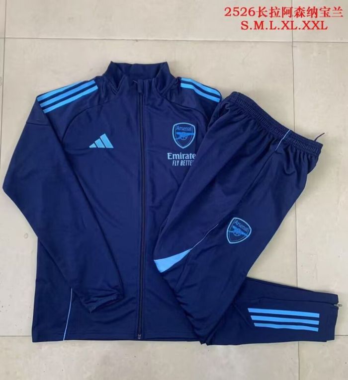 2025-2026 Arsenal Dark Blue Soccer Training Jacket and Pants Football Tracksuit