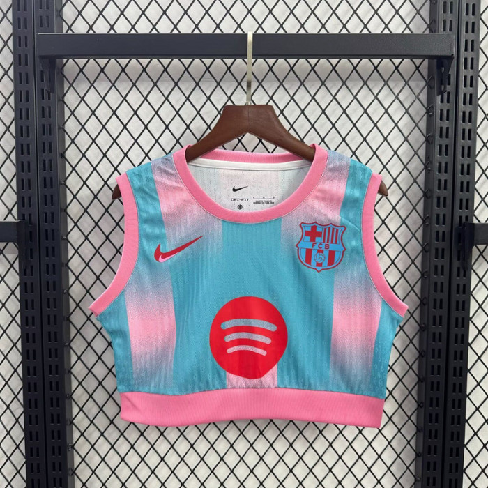 Women 2025-2026 Barcelona Pink/Blue Soccer Yoga Vest Girl Football Jersey