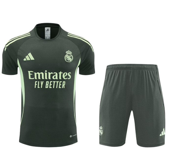Adult Uniform 2025-2026 Real Madrid Dark Green Soccer Training Jersey and Shorts Football Kits