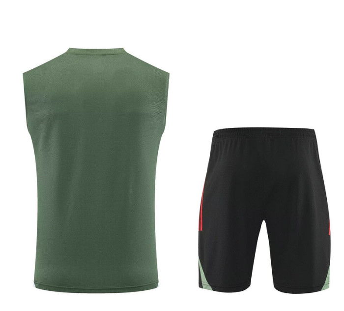 Adult Uniform 2025-2026 Bayern Munich Dark Green Soccer Training Vest and Shorts Football Set
