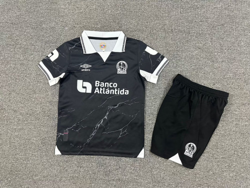 Youth Uniform Kids Kit 2025-2026 Club Deportivo Olimpia Away Black Soccer Jersey Shorts Child Football Set