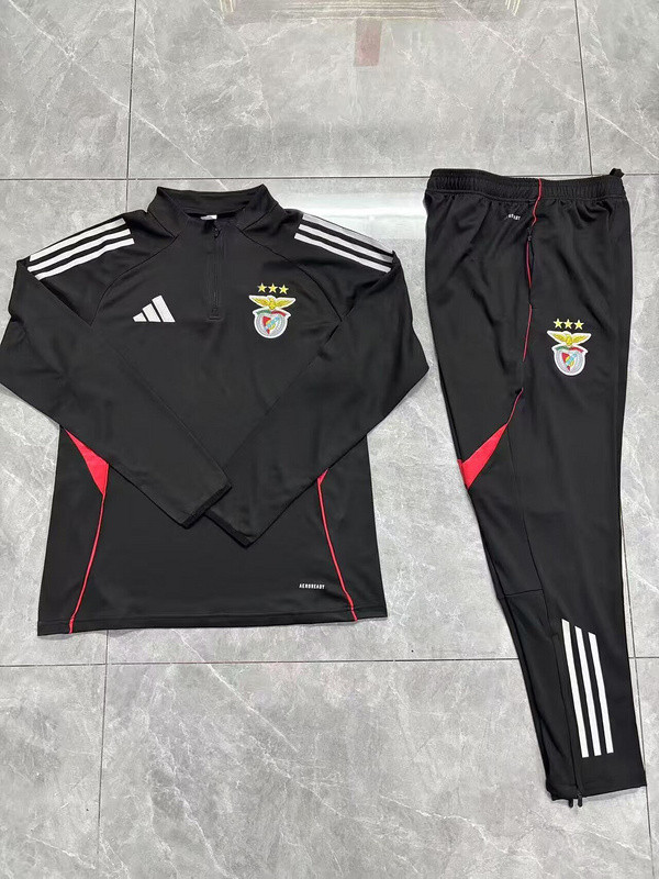 2025-2026 Benfica Black Soccer Training Sweater and Pants Football Kit