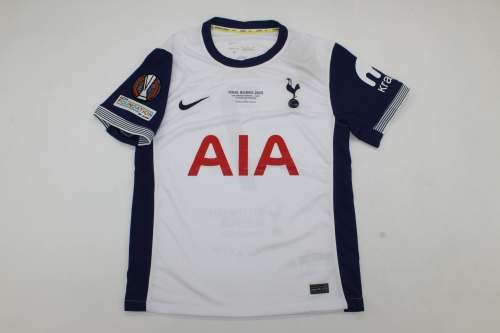 with Front Lettering+Europa League Patch Fan Version 2024-2025 TOT SON 7 Europa Final Home Soccer Jersey Spurs Football Shirt