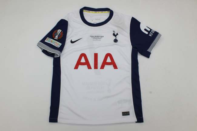 with Front Lettering+Europa League Patch Fan Version 2024-2025 TOT Europa Final Home Soccer Jersey Spurs Football Shirt