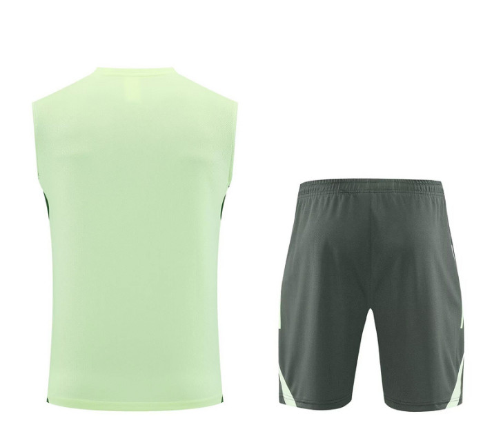 Adult Uniform 2025-2026 Real Madrid Green Soccer Training Vest and Shorts Football Set