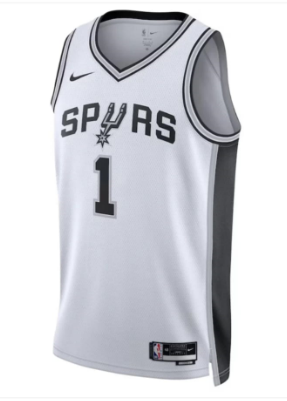 Youth San Antonio Spurs 1 WEMBANYAMA White NBA Jersey Kids Basketball Shirt