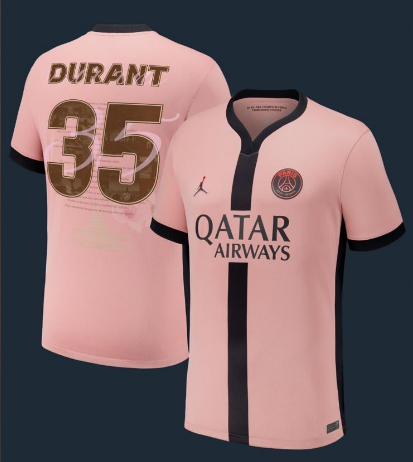 Fan Version 2024-2025 PSG DURANT 35 Away Pink Soccer Jersey Paris Football Maillot