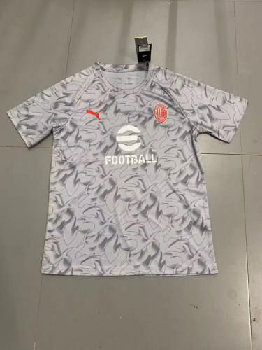 Fan Version 2025-2026 AC Milan Grey Soccer Training Jersey AC Football Pre-match Shirt
